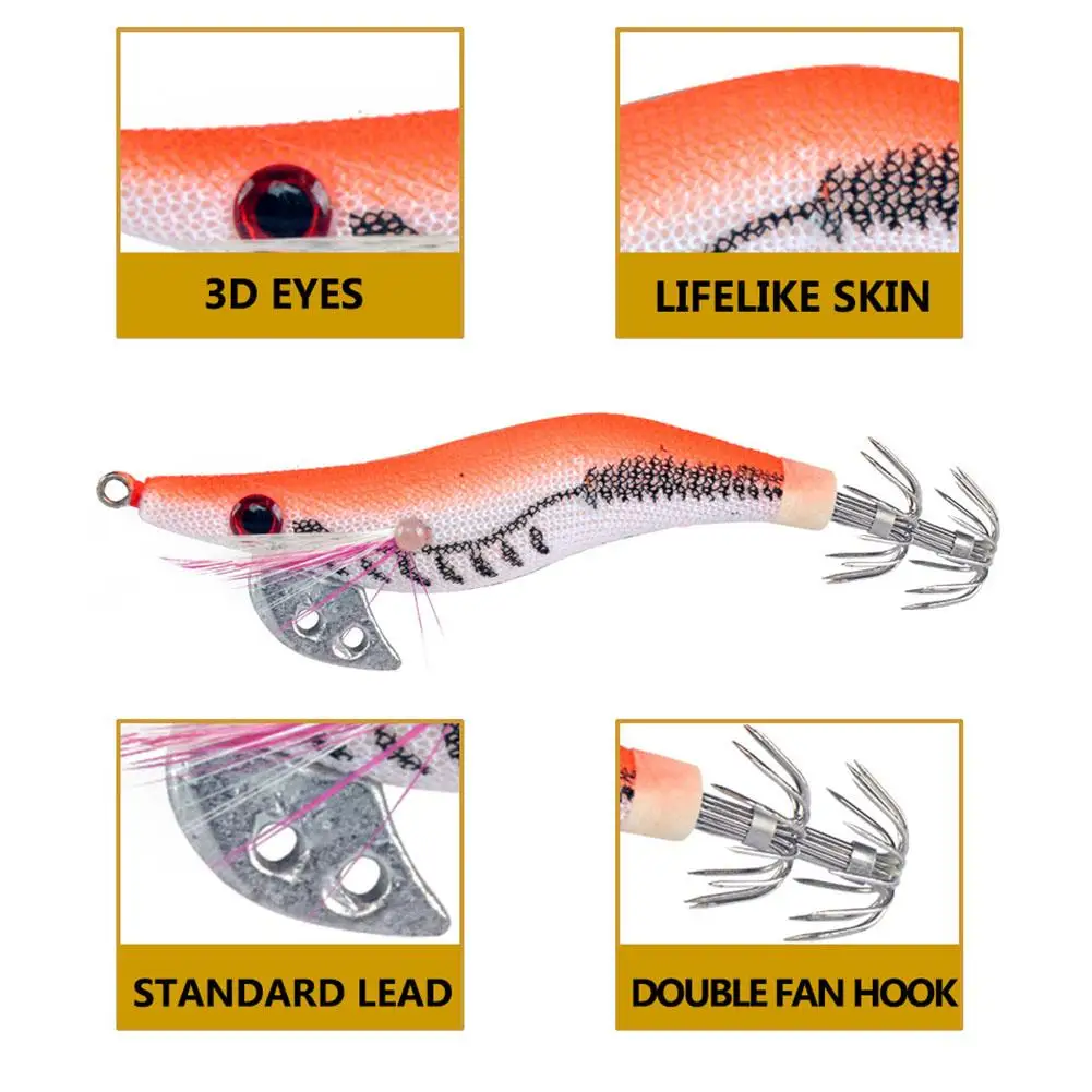 Señuelos luminosos para pesca en agua salada, cebos blandos de 8cm/6,5g, 4 piezas, calamar, pulpo, camarón, lubina - imagen 2