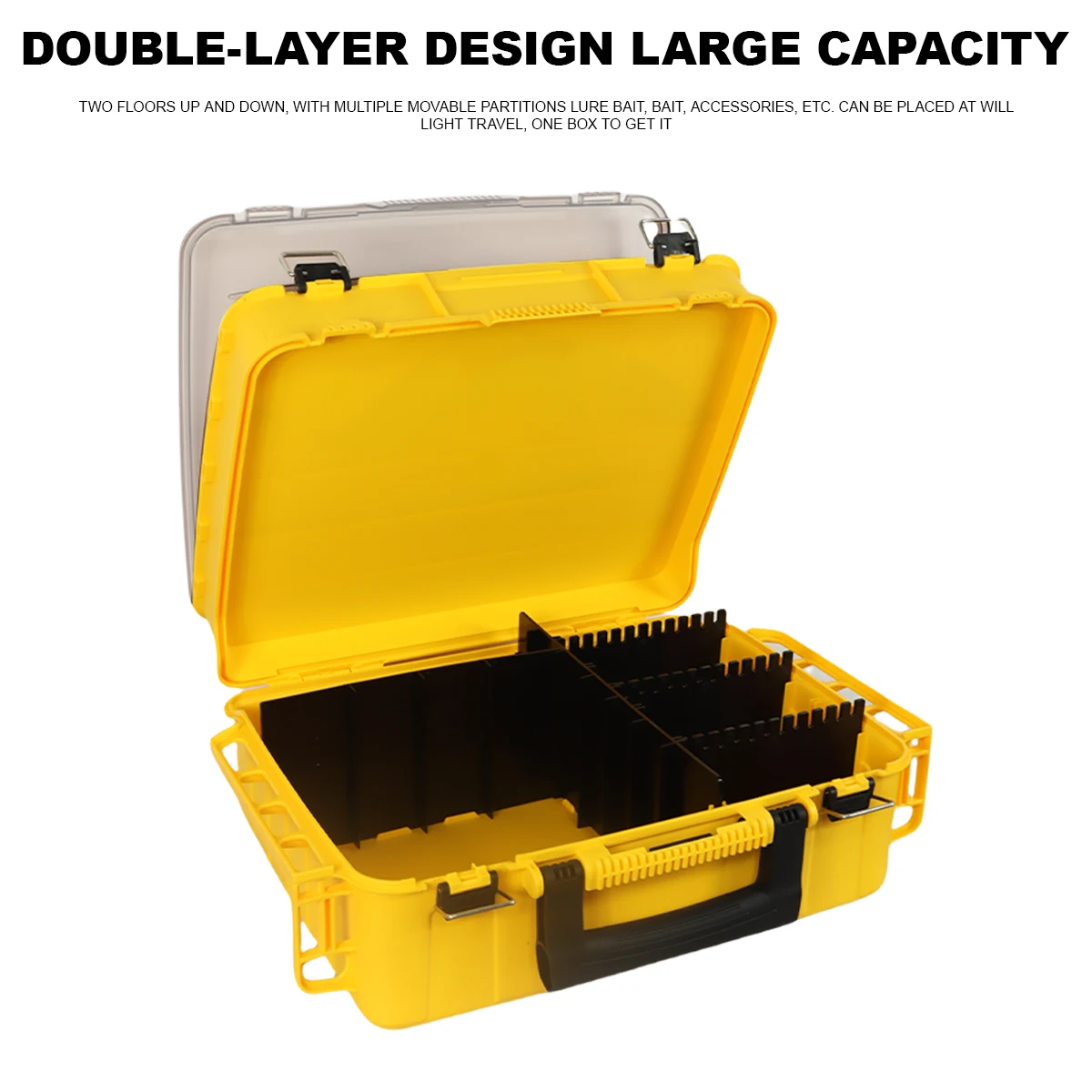 Caja de aparejos de pesca ZYZ, caja de almacenamiento de aparejos de pesca de doble capa, caja de almacenamiento de herramientas multifuncional duradera y portátil - imagen 3