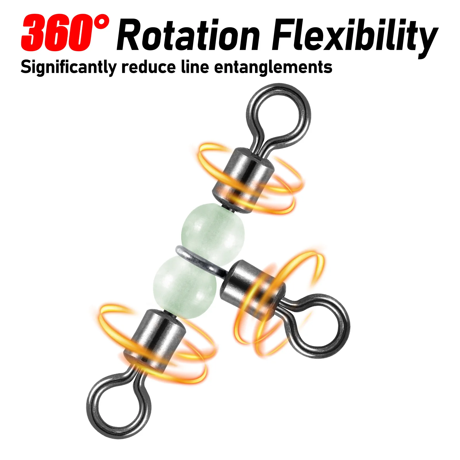 10/20 piezas giratorios de pesca de 3 vías con cuentas brillantes barril de pesca de acero inoxidable conector de sedal de pesca en forma de T aparejo de bagre - imagen 2