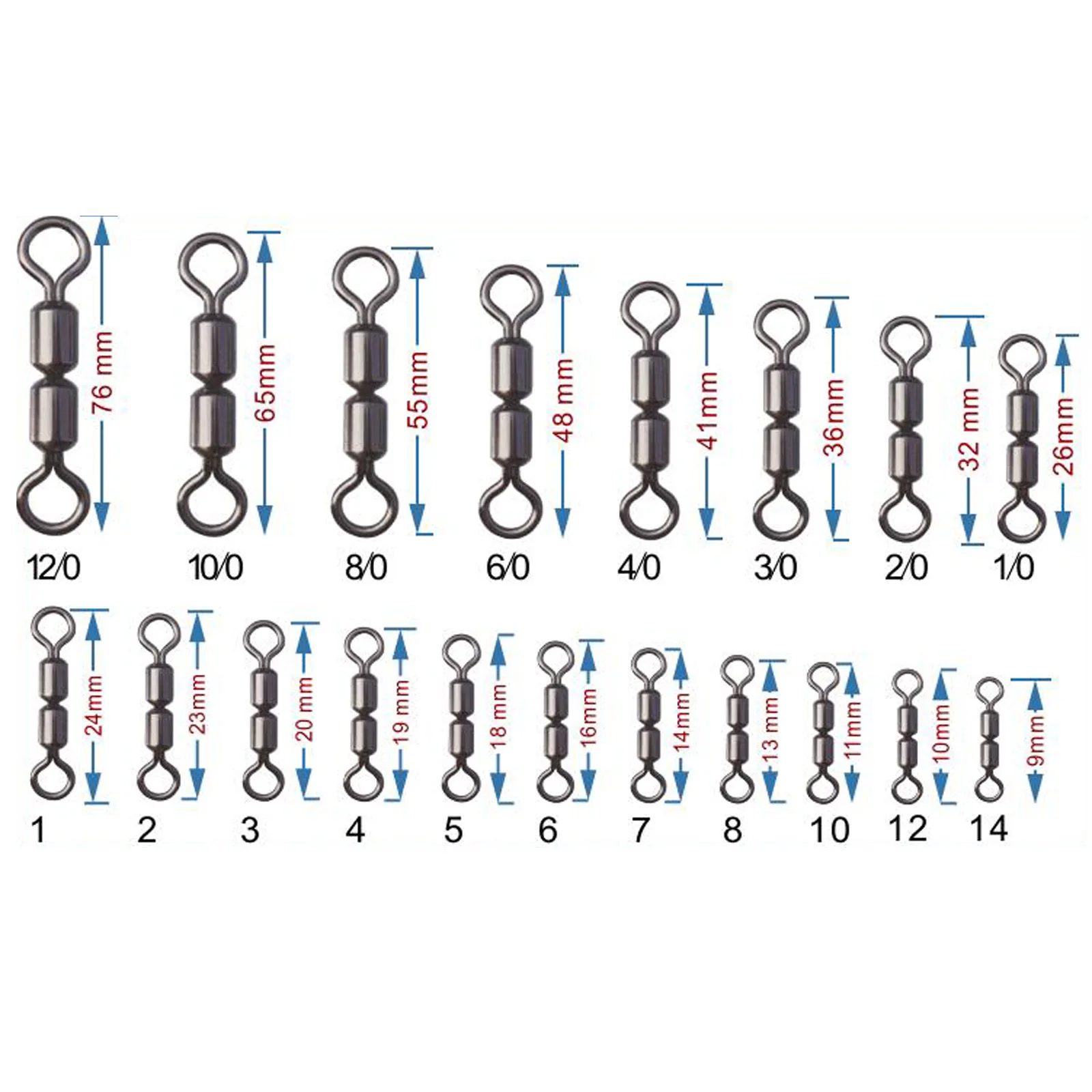 DNDYUJU 20 piezas giratorios de pesca rodamiento de bolas de doble articulación anillos sólidos conector de pesca giratorio accesorios de pesca de carpa - imagen 2