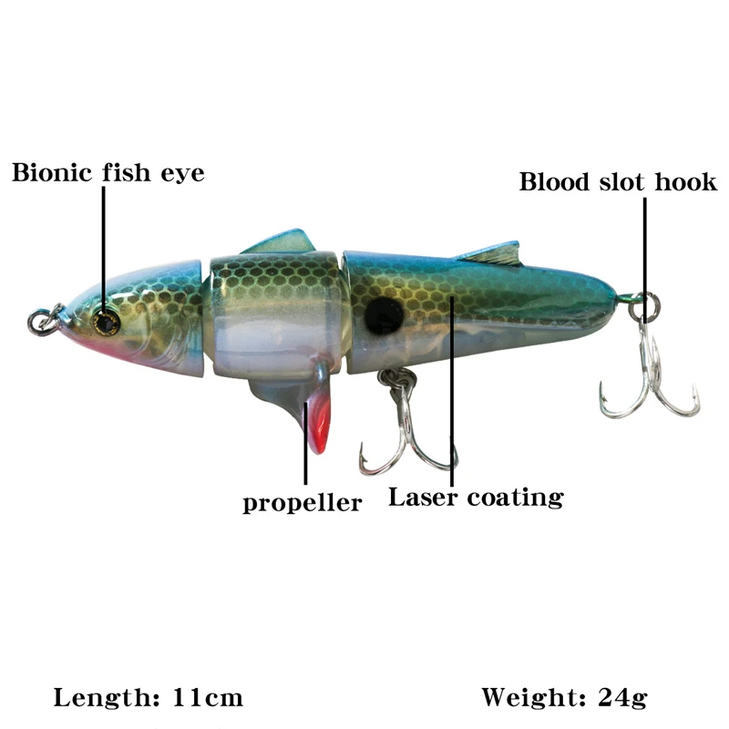 Señuelo de pesca de 11cm/24g con hélice, cebo Artificial flotante, accesorios de pesca de lubina, 10 colores - imagen 2