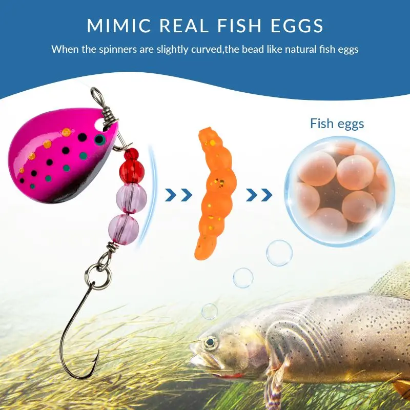 THKFISH 5 uds cucharas giratorias cebos para trucha cuentas de pesca coloridas cebo duro de Metal Spinner cuchara de lentejuelas señuelos artificiales para Lucio - imagen 4