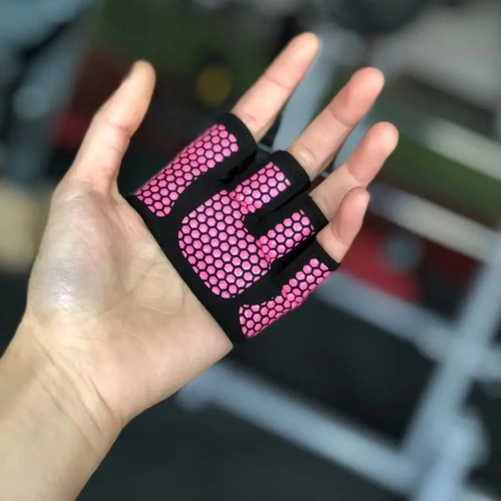 1 par de guantes transpirables de medio dedo para gimnasio, guantes antideslizantes y antipérdida para ciclismo, protectores de palmas de Color contrastante, guantes de Fitness para ejercicio - imagen 3