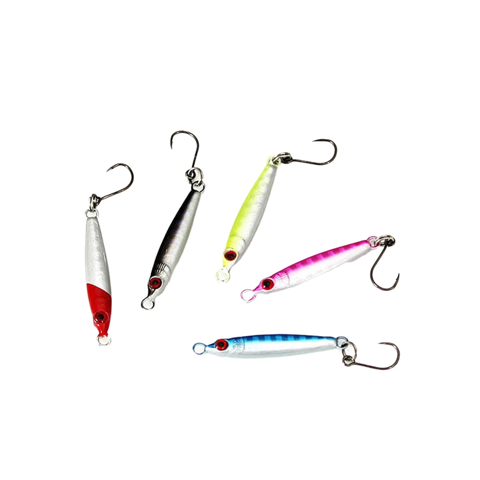MUKUN 5 uds Mini plantilla de Metal cuchara señuelo de pesca 3g/5g pescado pequeño con un solo gancho señuelo de pesca de lubina - imagen 3