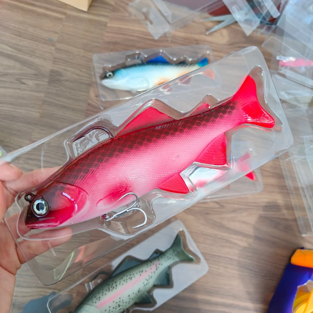 Swolfy, 1 unidad, gran juego, señuelos de plástico 3D, señuelos blandos, 130g/200mm, cebo de silicona para pesca, isca artificial, aparejos de pesca - imagen 5