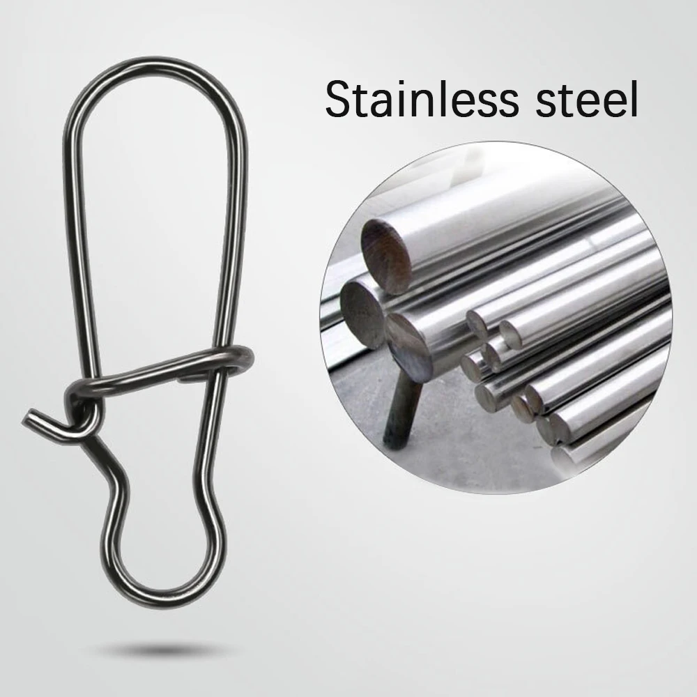 TIANNSII-broches de pesca de acero inoxidable, Clips de cierre de tamaño 000-6, accesorios de conector de seguridad, aparejos para señuelos, gancho, 50 unidades por lote - imagen 3