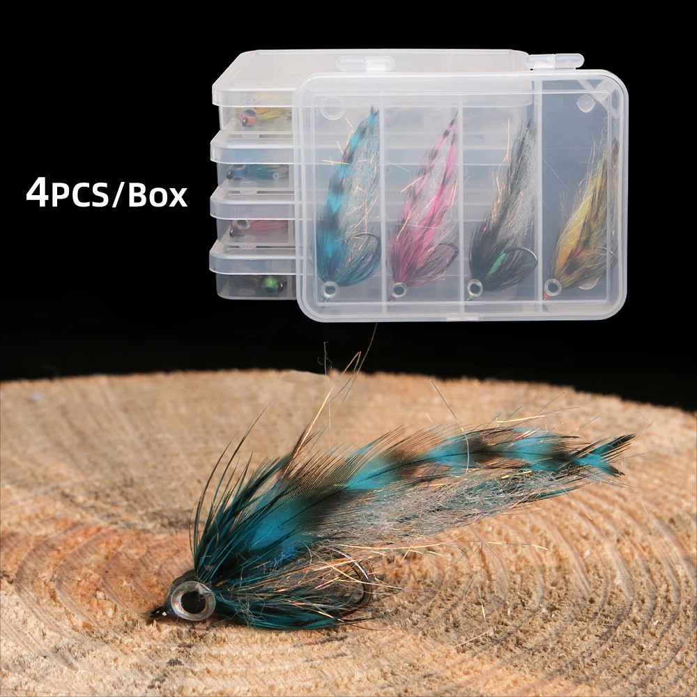 Wifreo 4 unids/caja 2,3 "~ 2,7" de longitud Grizzly sillín Hackle ojos 3D Baitfish mosca pequeñas serpentinas moscas trucha lubina señuelo de pesca cebos - imagen 5