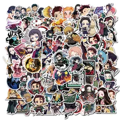100 Uds Anime Demon Slayer pegatinas de grafiti de dibujos animados DIY teléfono guitarra portátil maleta taza pegatina impermeable juguete para niños