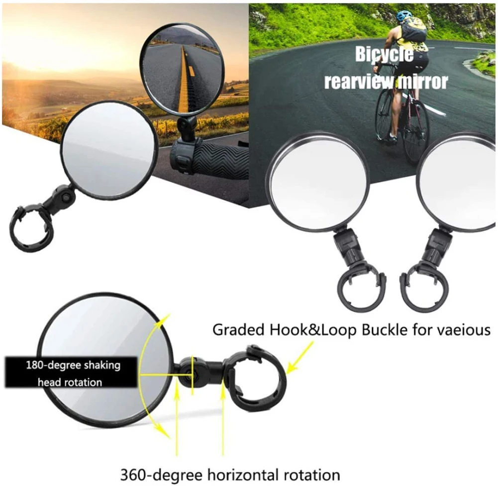 Espejo retrovisor para manillar de bicicleta, accesorio para bicicleta de montaña y carretera, ajustable, rotación de 360 °, gran angular, 2 piezas - imagen 3