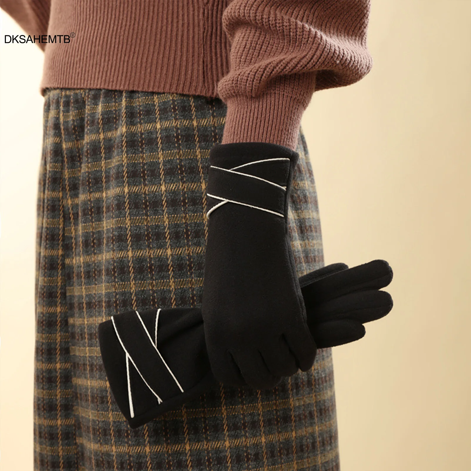 Guantes cálidos para ciclismo de invierno, guantes elegantes de imitación de Cachemira con dedos completos para conducción al aire libre, guantes cálidos para viajes en bicicleta 2025 - imagen 4