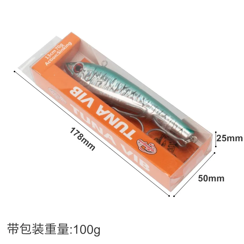 MAX-130 70g13cm Topwater lápiz de madera VIB cebo Wobbler Trolling carpa Lucio cebos de Pesca de fundición larga señuelo de Pesca de mar - imagen 2