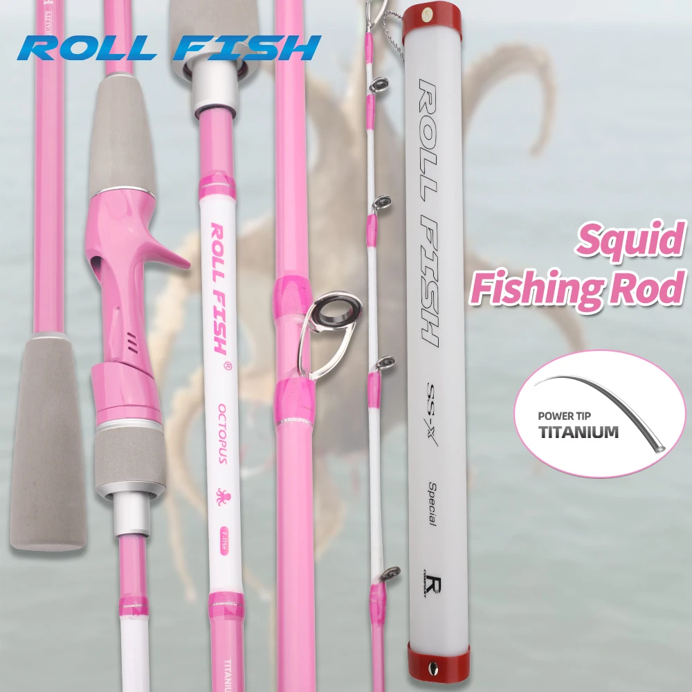 ROLLFISH 1,75 M punta de titanio fibra de carbono pulpo calamar cuttle caña de pescar acción rápida barco de agua salada caña de Jigging de luz lenta - imagen 2