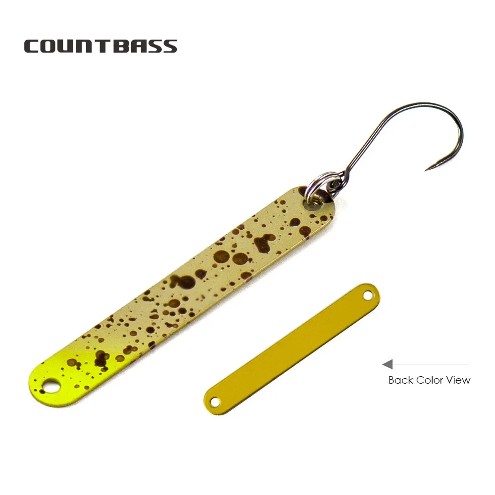 COUNTBASS 3/64oz 1,3g, 5/64oz 2,3g cucharas de trucha de latón con anzuelo sin púas colores UV cebos de pesca Lucio Señuelos de pescador