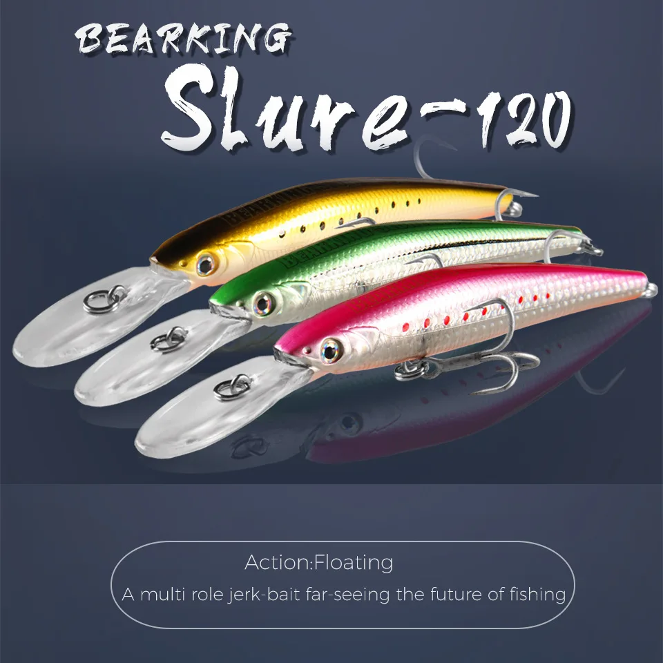 BEARKING-cebos duros superiores para pesca, 120mm, 22g, pececillo de fundición larga, Wobblers, profundidad de buceo, Lucio de 6-10 pies - imagen 5
