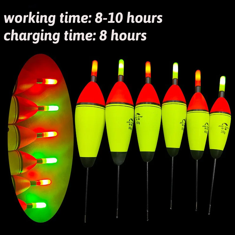 Luz flotante de pesca 5g 20g 100g flotabilidad EVA cargador USB CR425 lámpara de batería Sensor de aparejos Flash engranaje noche LED boya Vertical - imagen 3