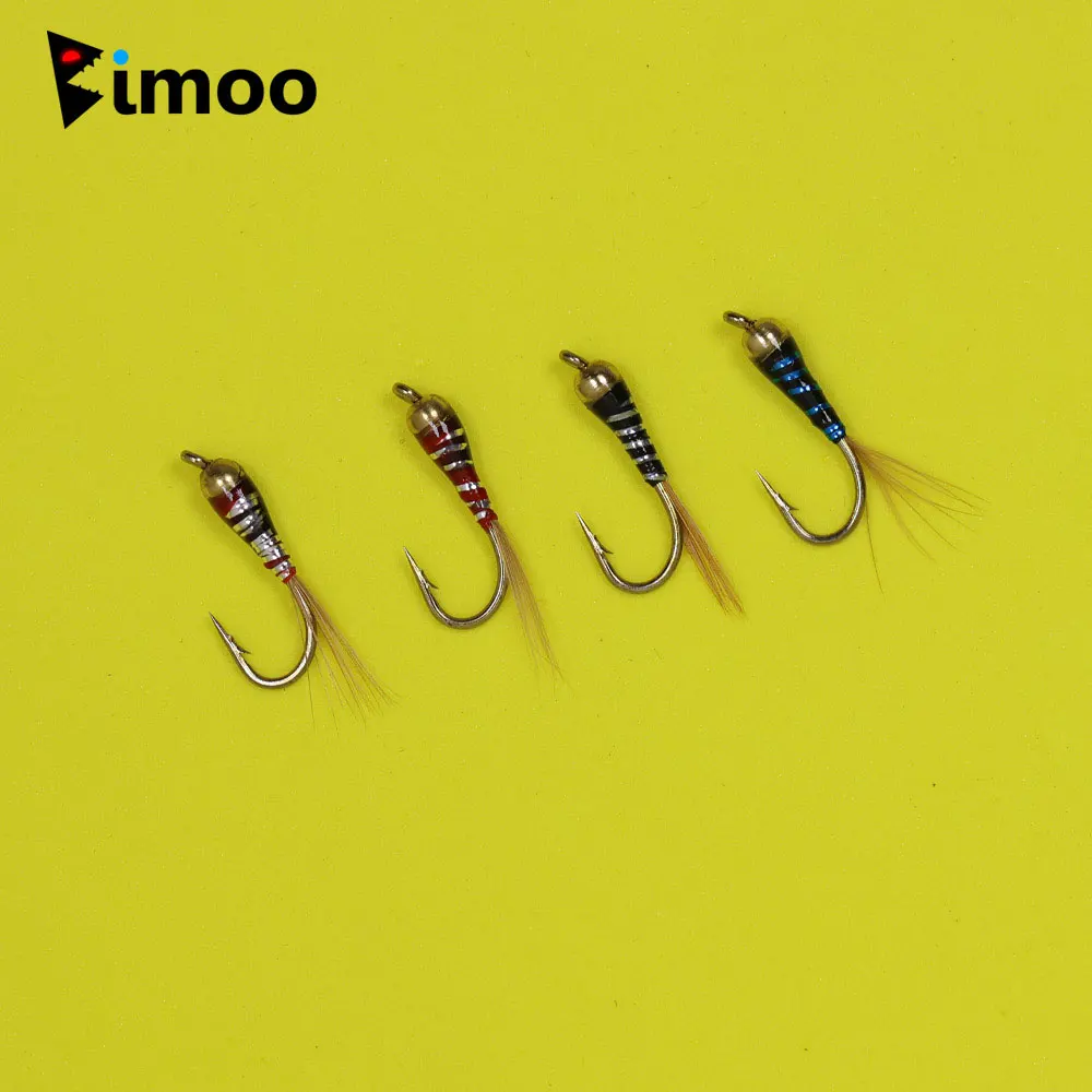 Bimoo 6/8 Uds cabeza de cuentas de latón epoxi Perdigon Ninfa mosca hundimiento rápido Ninfa húmeda europea para trucha Grayling perca Señuelos de pesca con mosca