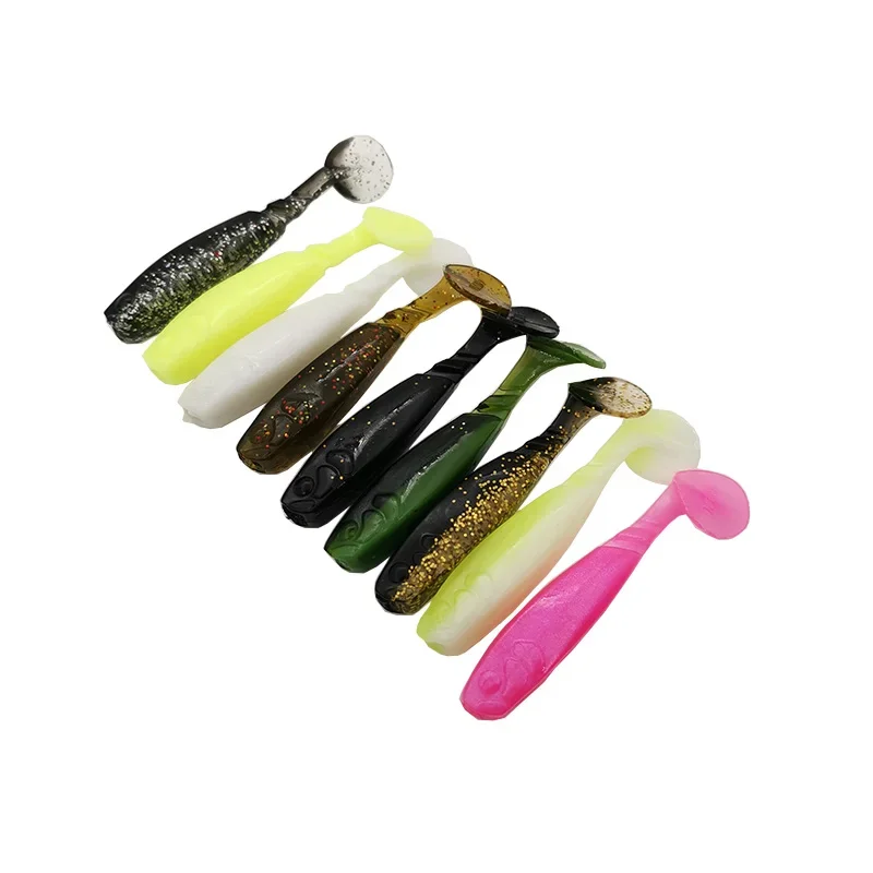 10 Uds. Señuelos blandos de silicona, aparejos artificiales, cebo 5,5 cm 2,3g, productos para pesca en el mar, pesca en roca, Swimbait Wobblers - imagen 3