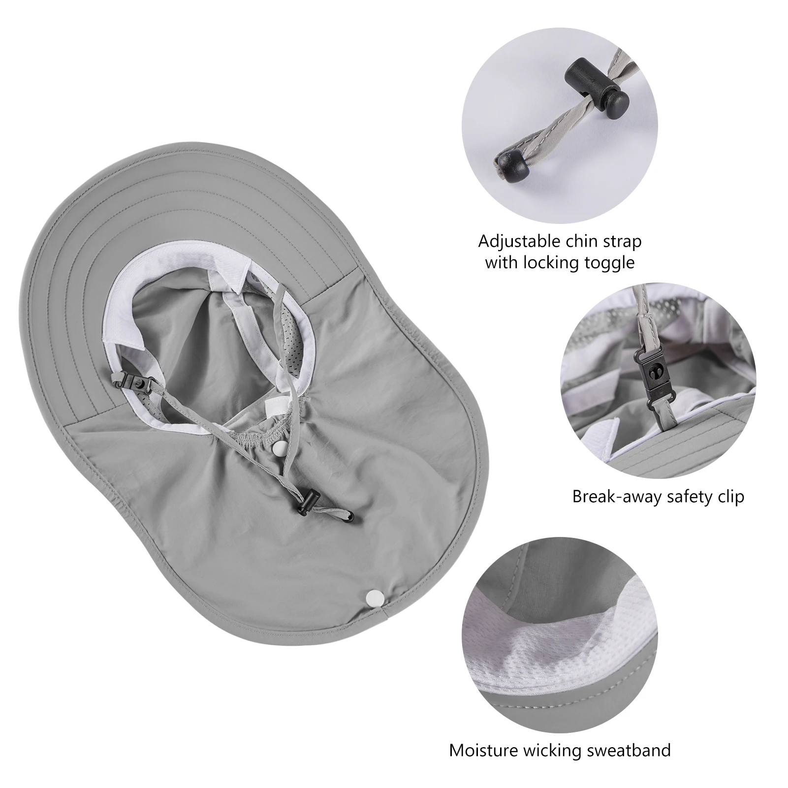 BASSDASH-Sombrero de Sol de ala ancha UPF 50 + para niños, para el cuello con solapa, ligero, refrescante, para jugar al aire libre - imagen 4