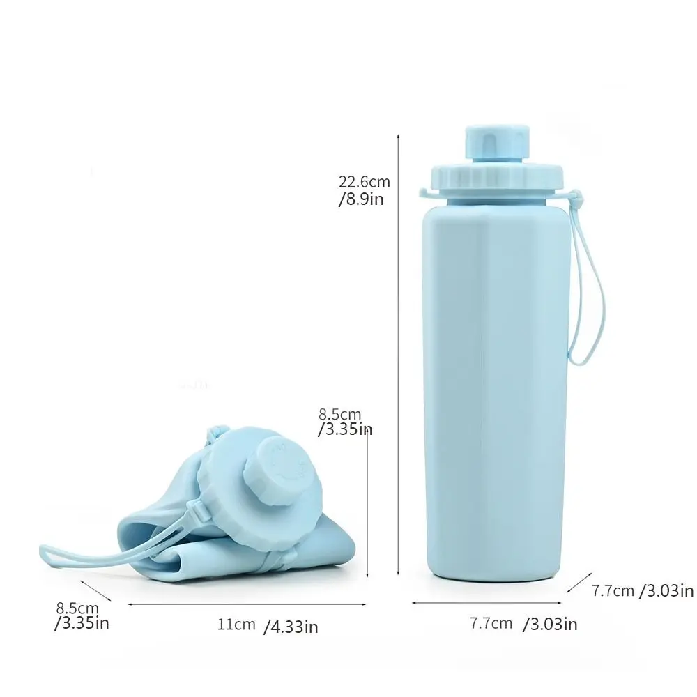 Botella de agua plegable de silicona de 600ml, taza de agua plegable de silicona reutilizable, resistente a altas temperaturas a prueba de fugas - imagen 5