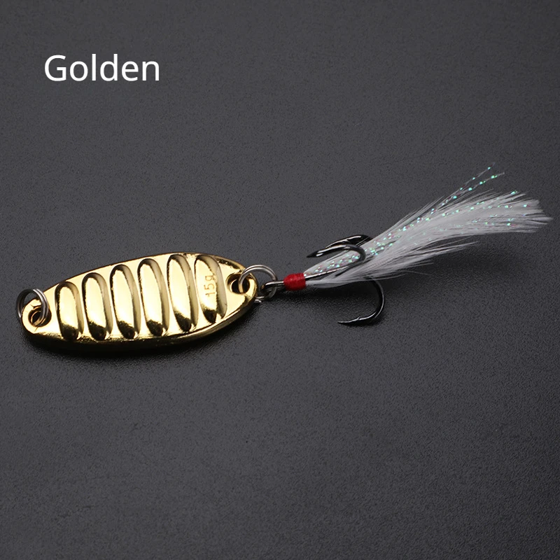 Rainbom color 1 pieza cebo falso Luya Pingzhen lentejuelas cebo Metal Horsemouth pluma de arroz ranura de sangre gancho cuello pesca espaciadores Metal - imagen 3