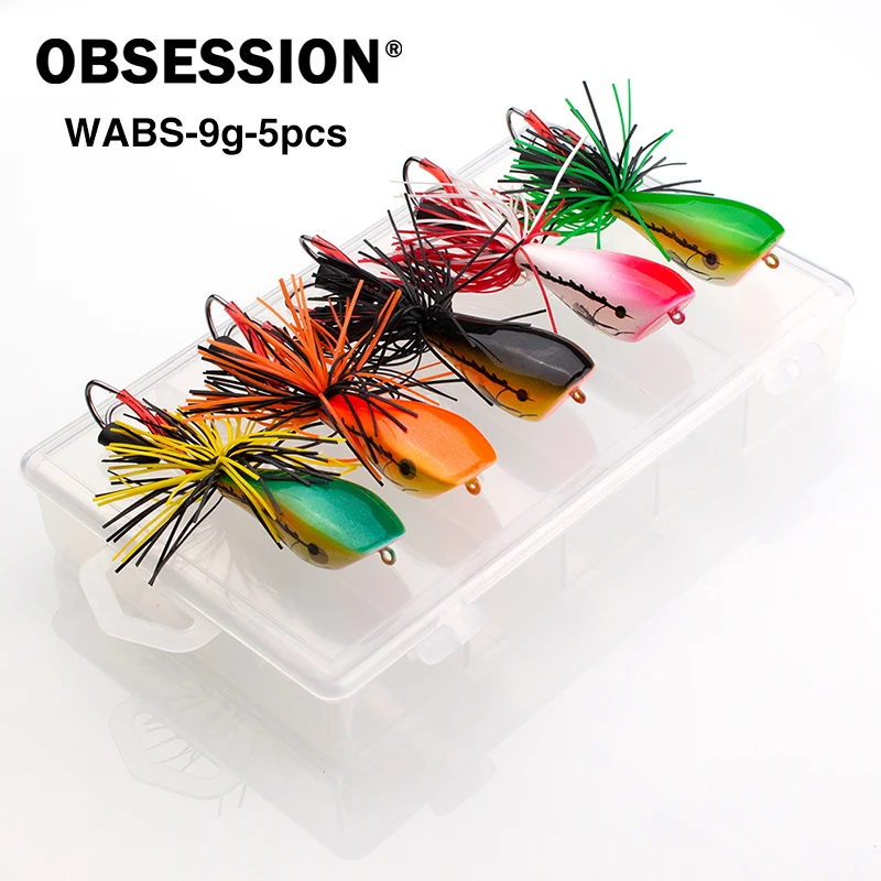 Señuelos de rana Obsession WABS para superficie con doble anzuelo