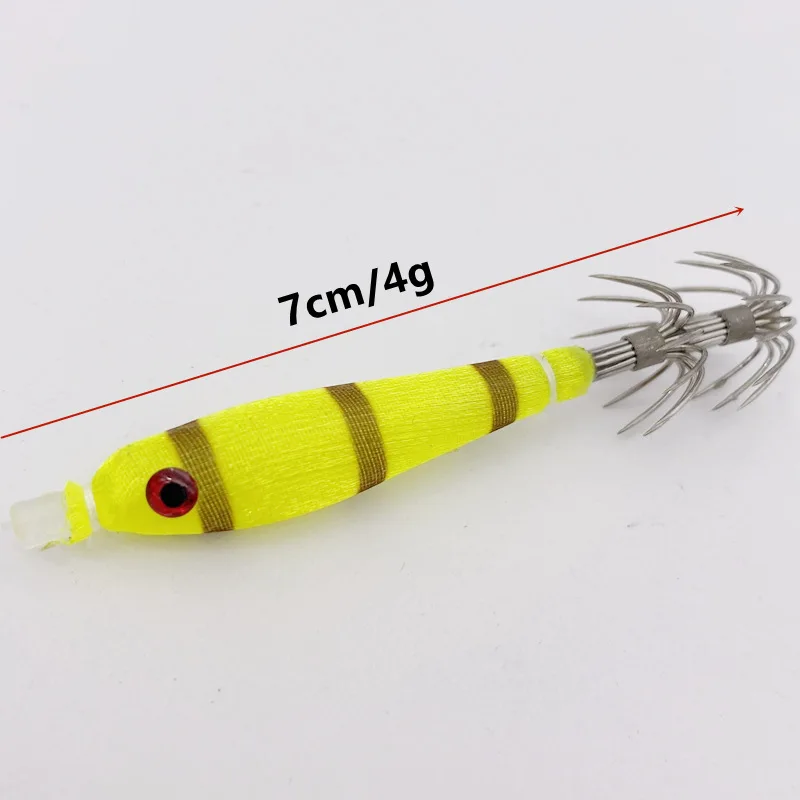 Anzuelos de pesca de calamar, rollo de tela de tubo de soplado, luminoso, UV, cebo falso, camarón de madera, artículos esenciales de pesca para novatos - imagen 2