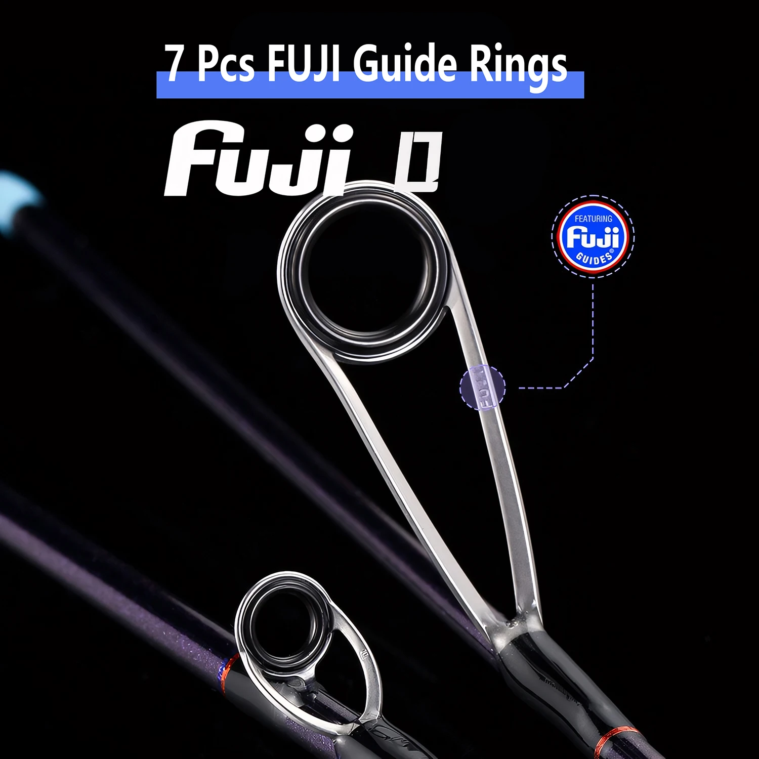 Caña de pescar de fibra de carbono UL de 2 secciones, caña de pescar con anillos guía FUJI, cañas de pescar para lubina y carpa, caña giratoria/caída - imagen 5