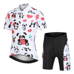 Maillot ciclismo verano niña panda con pantalón corto acolchado