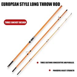 Caña de pescar para Surf, 3,3/3,6/3,9/4,2 M, 35kg, 80-350g, 20-60LB, caña giratoria para Surf de viaje, 3 piezas, caña de pescar de agua salada de carbono