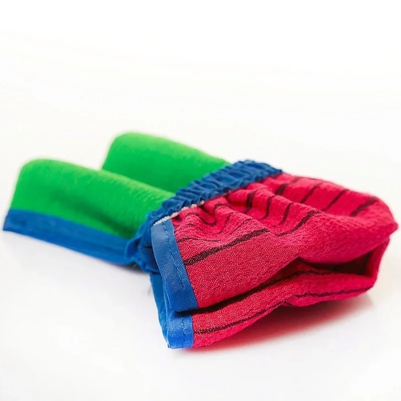 Guante de baño de dos caras para ducha, Spa, exfoliante, limpieza corporal, guantes de ducha, guantes de fregado, accesorios de ducha, Color aleatorio, 2 uds. - imagen 3