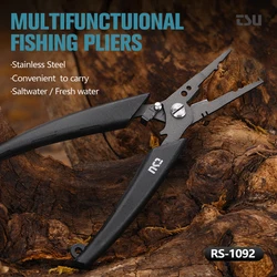 TSURINOYA-Alicates de pesca de acero inoxidable, tijeras de pesca multifuncionales de 77g y 18cm, RS-1092, juego ligero, cortador de línea de pesca, aparejos