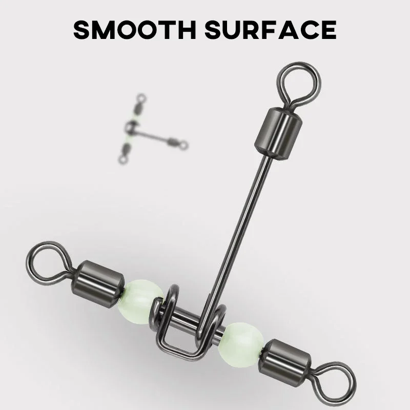 Giratorios de pesca luminosos, 10 Uds., giratorios en forma de T de 3 vías con granos espaciales, conector de broches cruzados de Peaca, aparejos de pesca - imagen 4