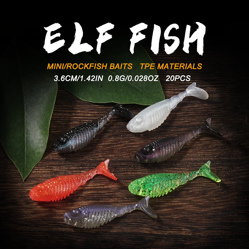 SUNMILE 20 piezas cebo suave de pesca, cebos artificiales de gusano, 3,6 cm/0,8g, Wobblers de pesca en roca, Leurre Souple, señuelo para perca, trucha, lubina - imagen 2