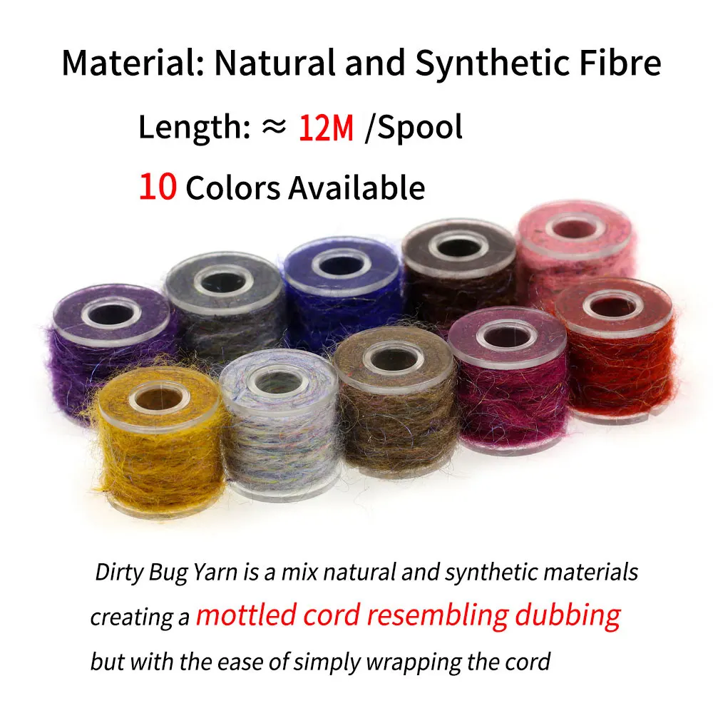 Bimoo hilo de haya de varios colores, hilo de insectos sucios, atado de moscas, cordón de doblaje moteado para camarones, Baetis, Caddis, ninfas, Streamer, Baitfish - imagen 3