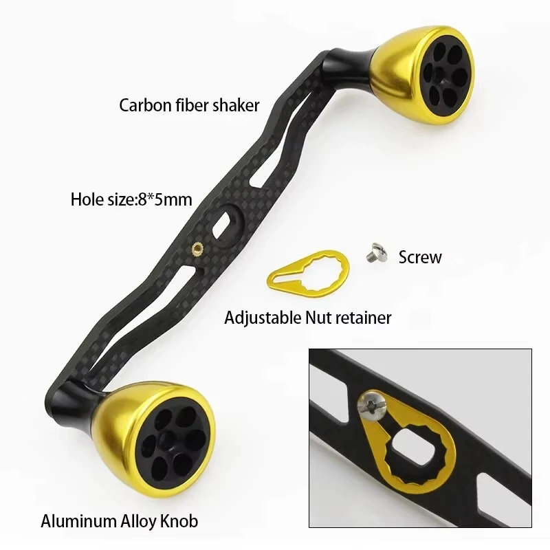 Mango de pesca de fibra de carbono de 130MM, perillas de aleación, agujeros de 7x4mm/8x5mm para carrete de gota de agua Dawa/Shmano Baitccast DIY - imagen 3