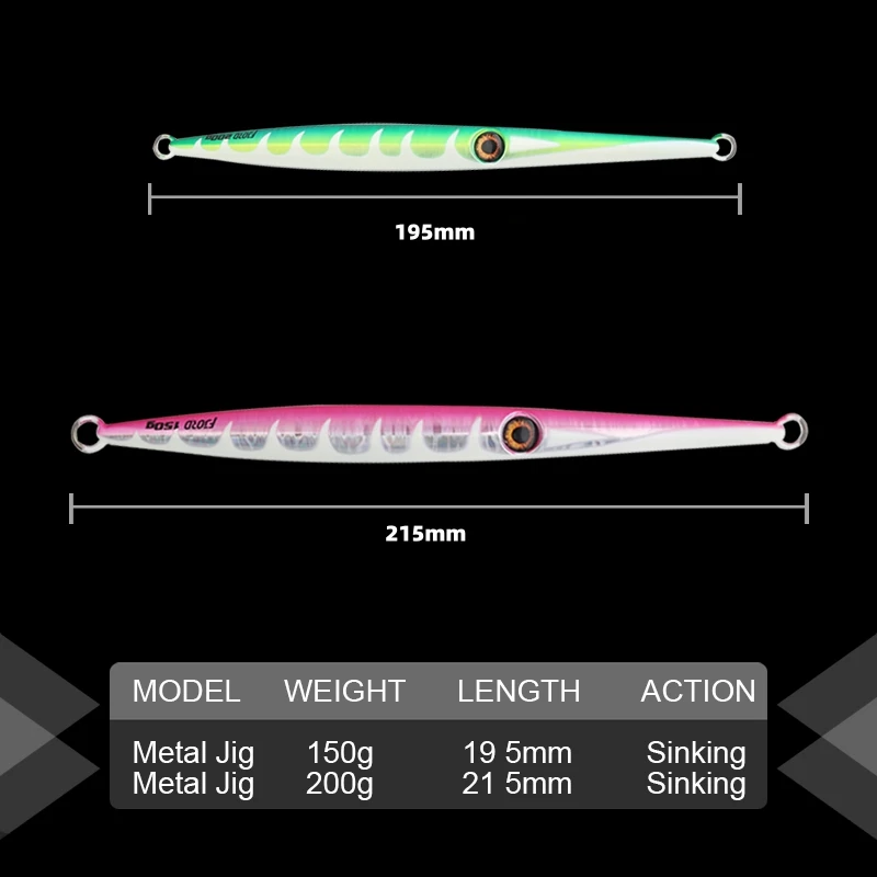 FJORD-señuelo de pesca en el mar, anzuelo de fundición larga de 100g, 150g y 200g, Jigging de plomo de Metal para pesca Al curricán, artículos de cebos de pesca brillantes en agua salada - imagen 4