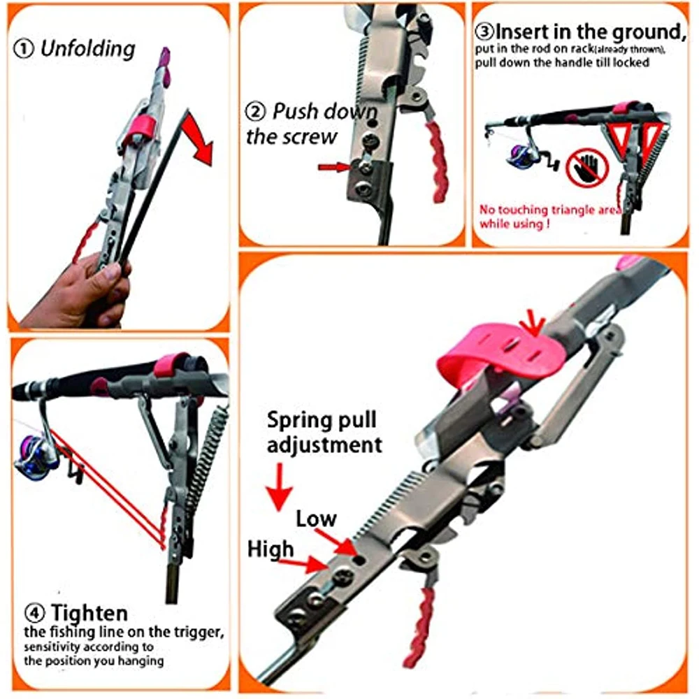 Soporte de caña de pescar automático de doble resorte, 1 piezas, acero antioxidante, plegable, aparejos de pesca, envío directo - imagen 5