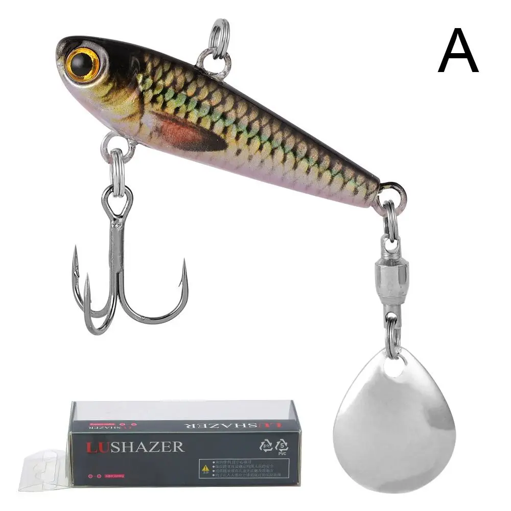Aparejos giratorios con vibración giratoria de lentejuelas, cebos Crankbaits VIB, señuelo de pesca de Metal, anzuelo triple, 49cm, 19g - imagen 3