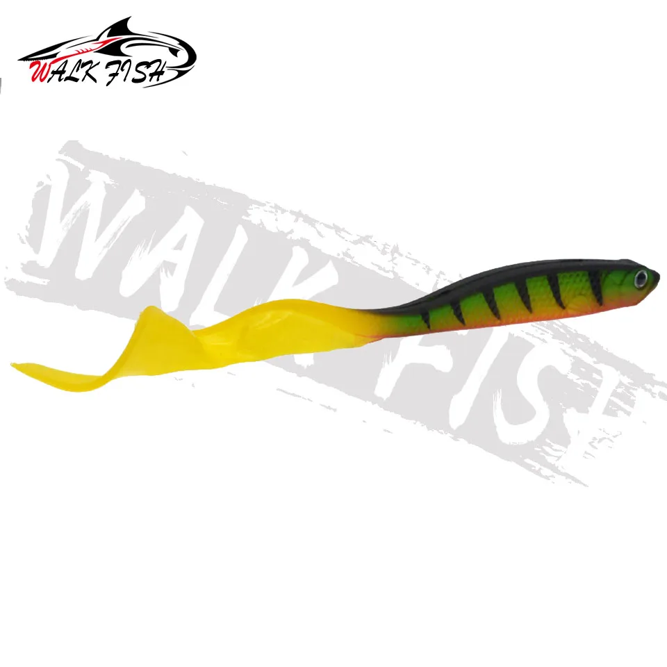 WALK FISH-señuelo de pesca Jigging Wobblers, 12,5 cm, 5,5g, cola en T, cebo suave, señuelos artificiales de silicona, Lucio, 4 Uds. - imagen 3