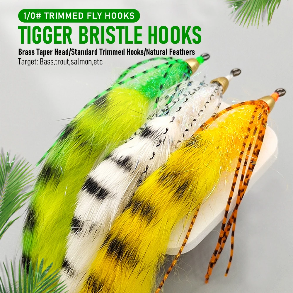 1/0 Zonker Streamer moscas de pesca con mosca con cabeza de cono de latón patas de silicona piel de liebre señuelo de pesca con mosca para lubina trucha salmón