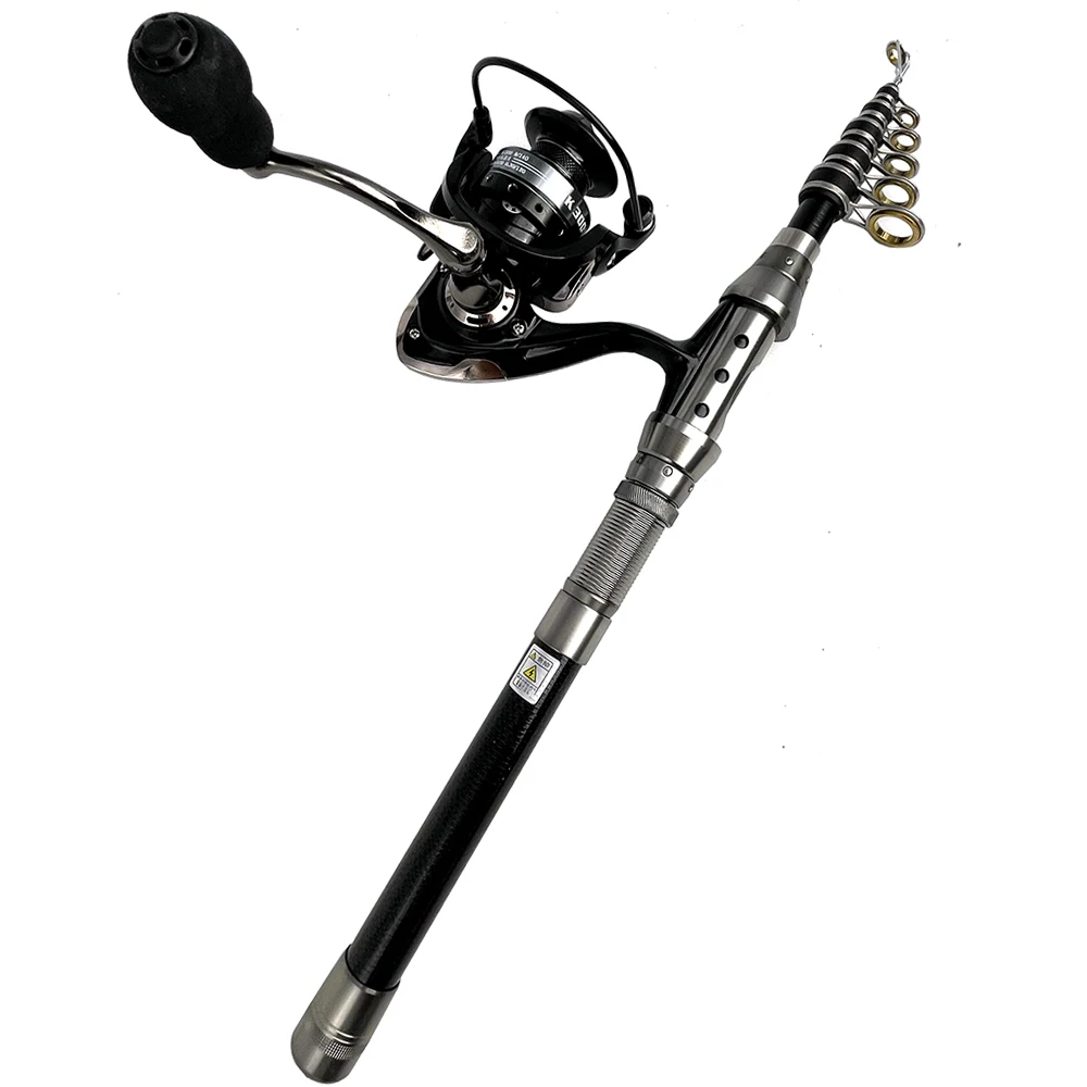 Caña de pescar telescópica, caña de viaje de 1,5-2,4 m de carbono + aleación con carrete giratorio, arrastre máximo de 6kg, caña de pescar ultraligera para carrete - imagen 5