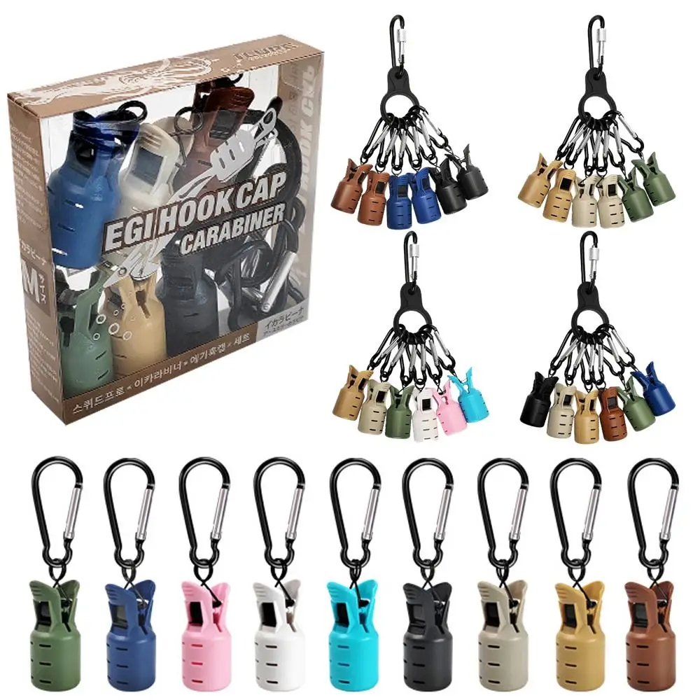 Kits de 6 uds. Prácticos plantilla de calamar de pulpo con mosquetón paraguas ganchos Egi cubierta sepia señuelo tapa accesorios de pesca - imagen 3