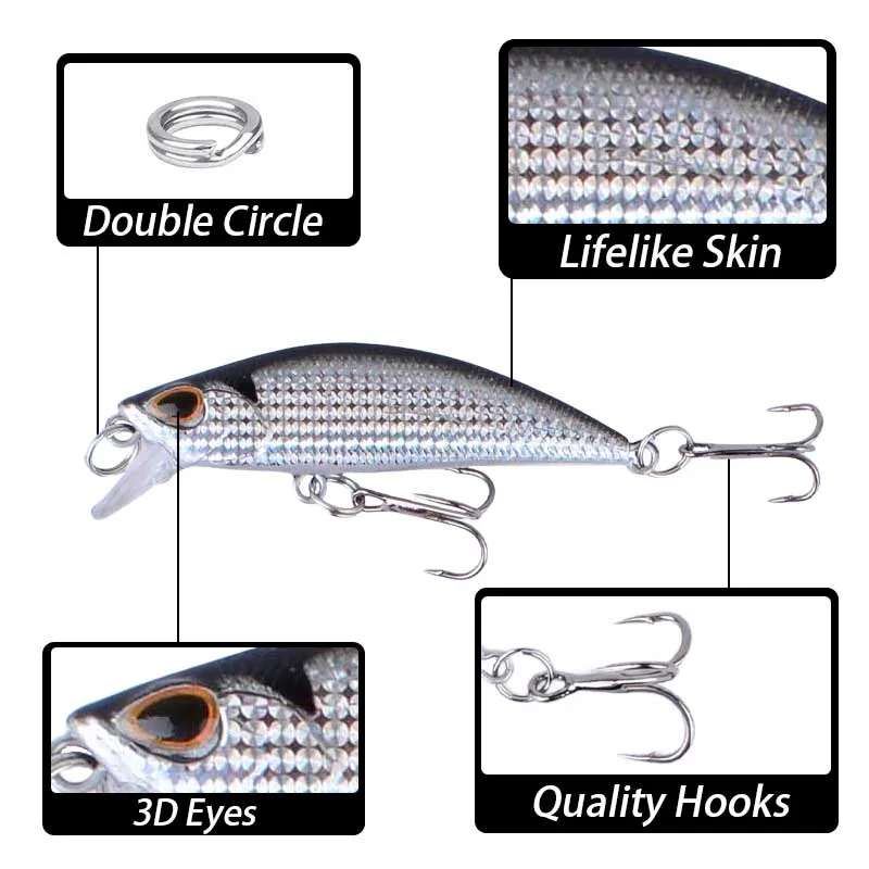 8 Uds Wobblers que se hunden Señuelos de pesca trucha cebo duro de plástico Artificial Crankbait aparejos de pesca de lubina ﻿ - imagen 3