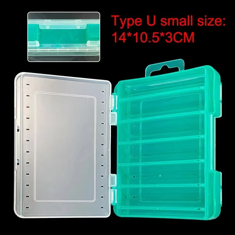 SHIQIAN Caja de accesorios de pesca tamaño U caja de madera para camarones caja de almacenamiento de cebo VIB Minobo escalada transparente - imagen 2