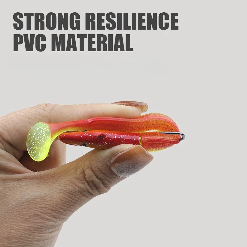 SWOLFY-Juego de señuelos blandos para pesca, cola en T luminosa, 12cm, 23g, cabeza de plomo de hundimiento lento, cebo de simulación Artificial para lubina/Trou - imagen 2