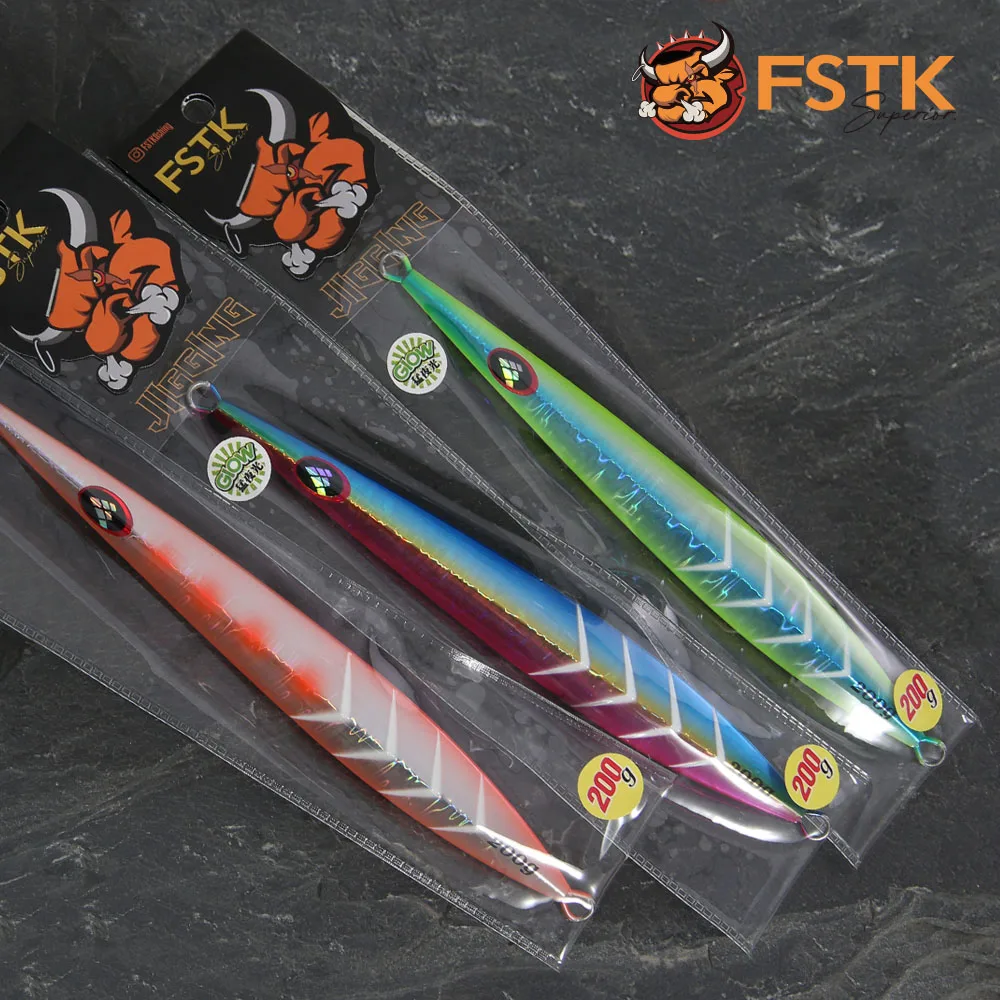 FSTK-señuelo de pesca de mar, JIG de hundimiento rápido, 150g/200g, cuchara de Jigging de Metal de aguas profundas, cebo Artificial, peso de hierba grande, atún - imagen 5