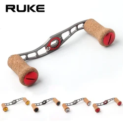 RUKE, 1 pieza, mango de carrete de pesca, mango de aleación con perilla de goma de corcho para Dai/Shi/Abu, tamaño del agujero de Baitcasting 7*4/8*5mm de longitud 105mm DIY