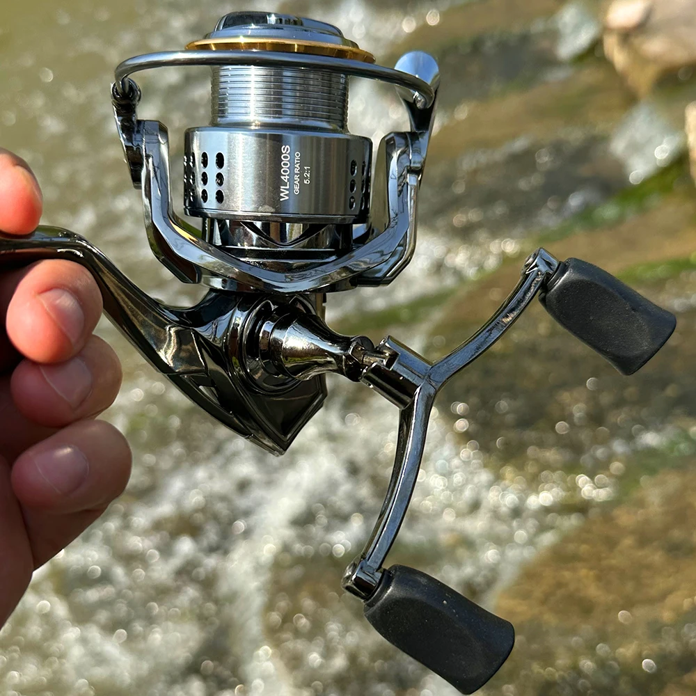 Carrete de pesca con carrete de Metal 2000-4000, relación de engranaje de doble brazo basculante 5,2: 1, rueda de pescado de fundición larga, accesorios de carrete de pesca resistentes al desgaste - imagen 3