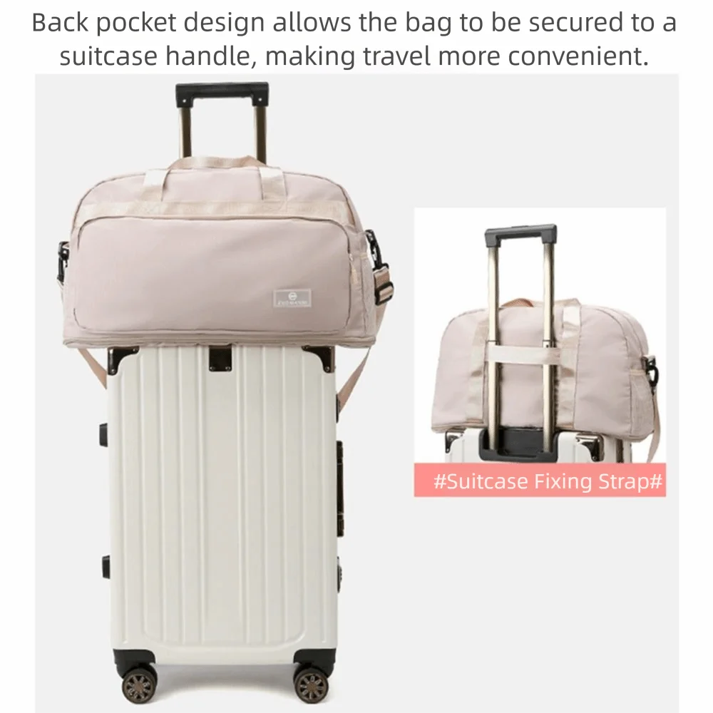 Bolsa de viaje expandible, bolso cruzado de gran capacidad para equipaje de viaje, bolso de hombro para gimnasio con separación en seco y húmedo duradero - imagen 5