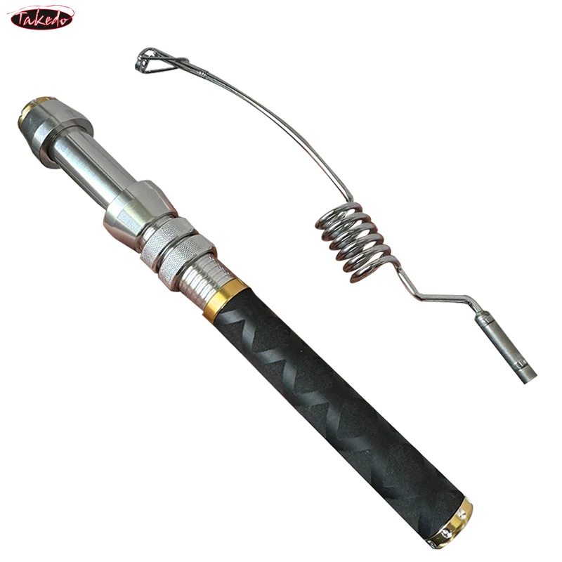 TAKEDO MYIZL Mini caña de pescar giratoria mar fibra de carbono herramientas de pesca hielo telescópico pequeñas cañas de pescar
